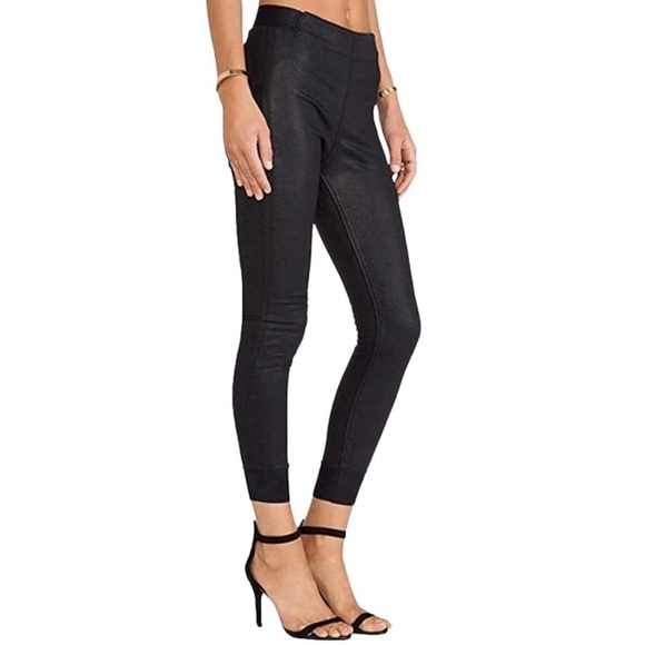 rag & bone Pants - Rag & Bone The Danny Black Waxed Faux Leather Pull On Joggers Women’s 26